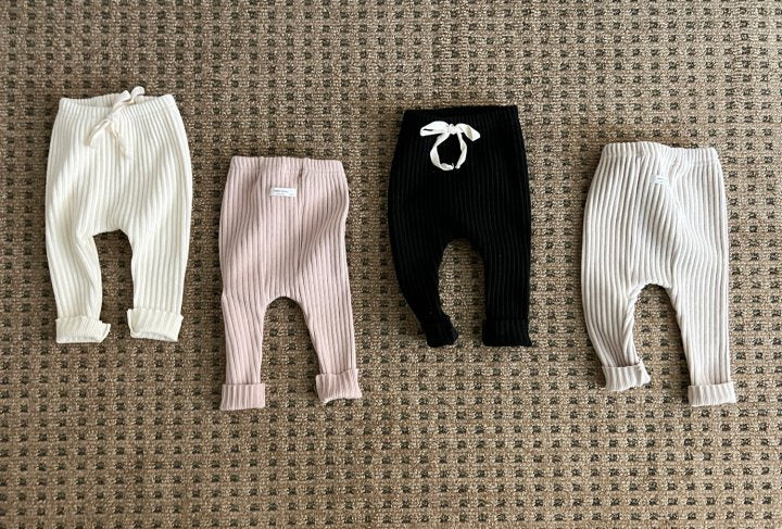 Ribbed Leggings in Beige, Ivory & Black