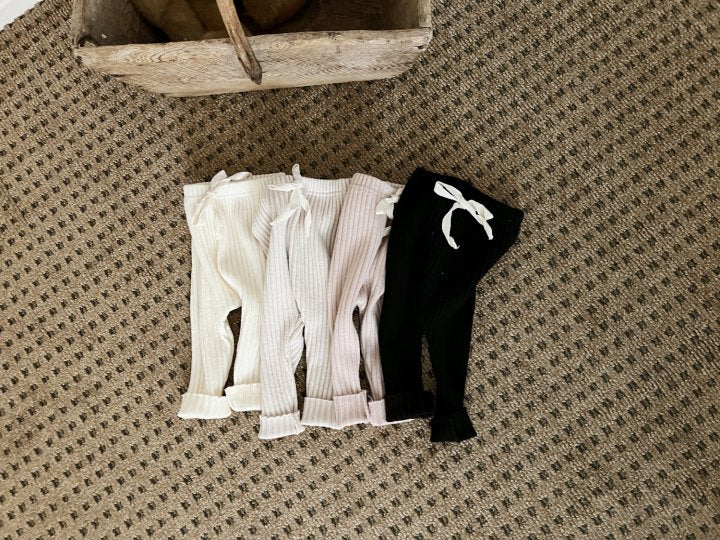 Ribbed Leggings in Beige, Ivory & Black